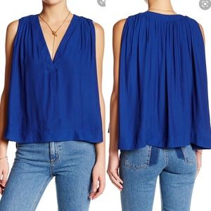 Free People Sz Md Blue Drape Top